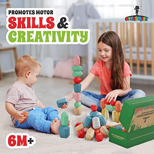 EVERSMART Wooden Stacking Blocks for Kids 1-6 Years
