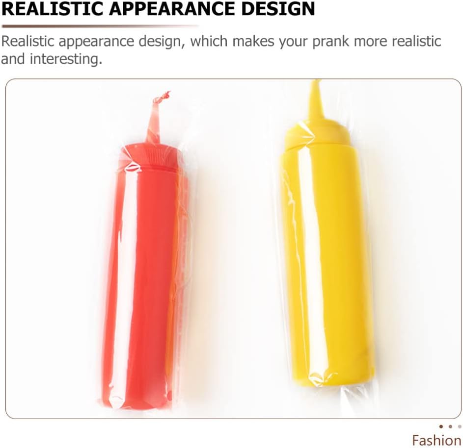 STOBOK 2Pcs Fake Mustard and Ketchup Bottle Prank Toy
