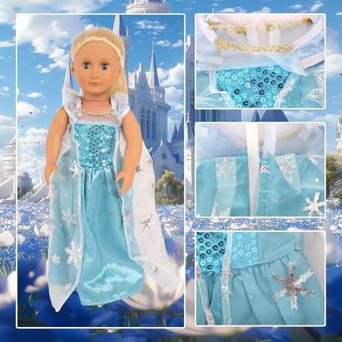 FEAYEA 18 Inch Princess Costume for Girl Dolls - 6Pcs Set