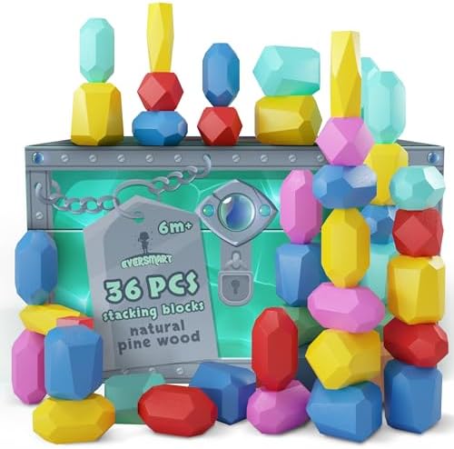 EVERSMART Wooden Stacking Blocks Safe Educational Durable