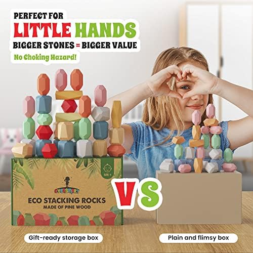 EVERSMART Wooden Stacking Blocks for Kids 1-6 Years