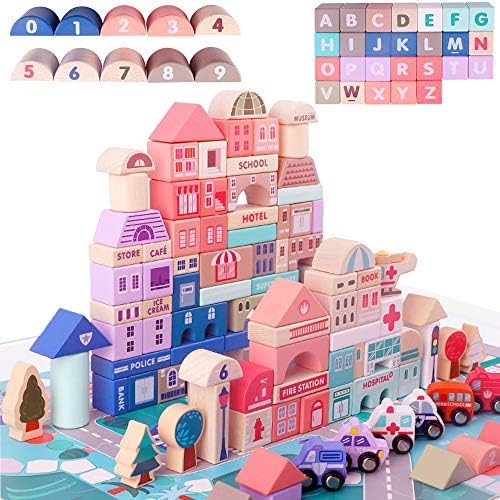 CICITOYWO Wooden Blocks Set for Toddlers