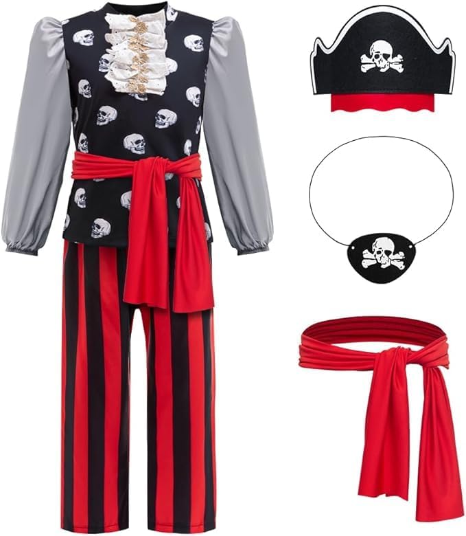 Kids Pirate Costume for Boys with Accessories