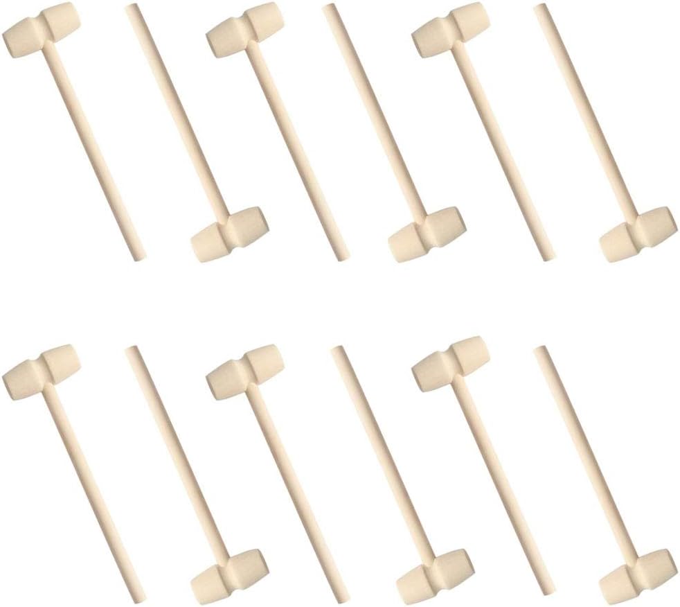 12Pcs Mini Wooden Hammer Toy for Kids and DIY