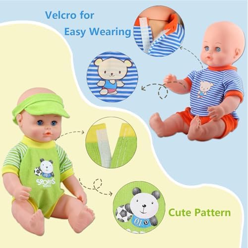 Young Buds 5 Piece Baby Doll Clothing Set with Feeding Bottle