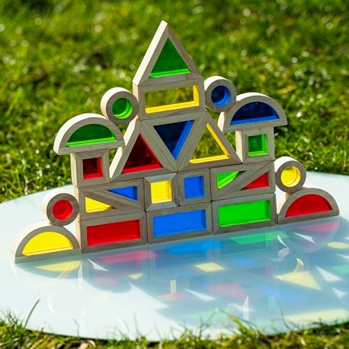 KudoJoy 24pcs Geometry Wooden Blocks for Kids