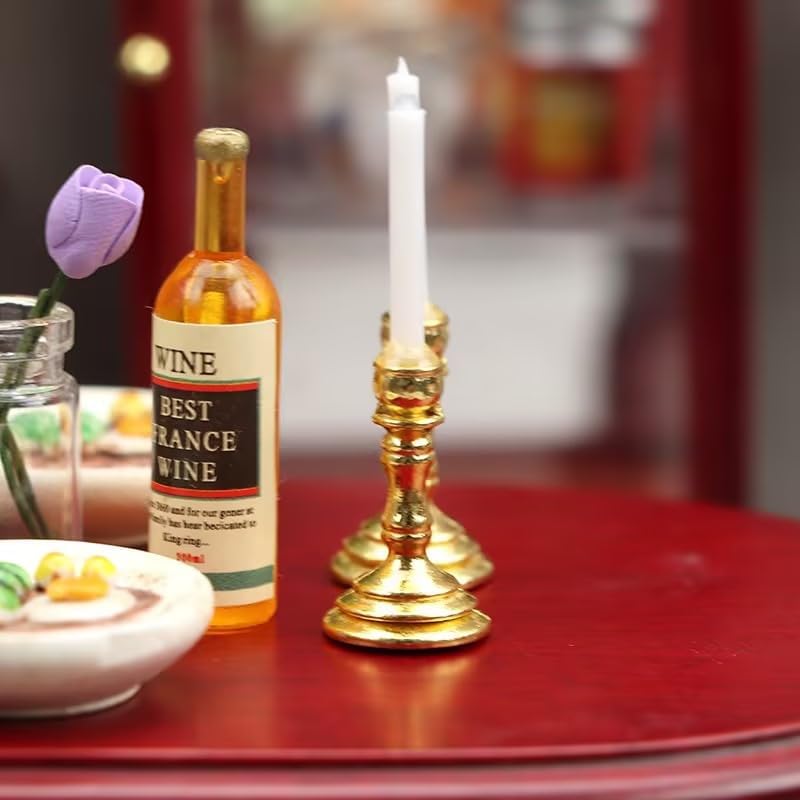 WLngtv 2Pcs Gold Miniature Candle Holder