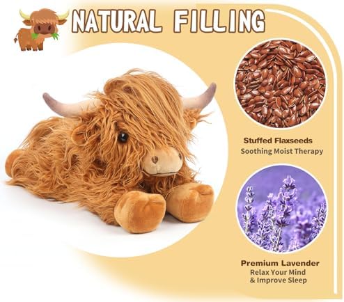 Cuckool Highland Cow Stuffed Animal Heating Pad