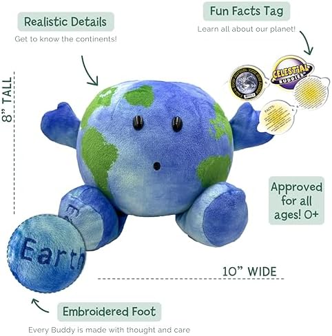 Celestial Buddies Little Earth Buddy - 10 Soft Plush STEM Learning Toy