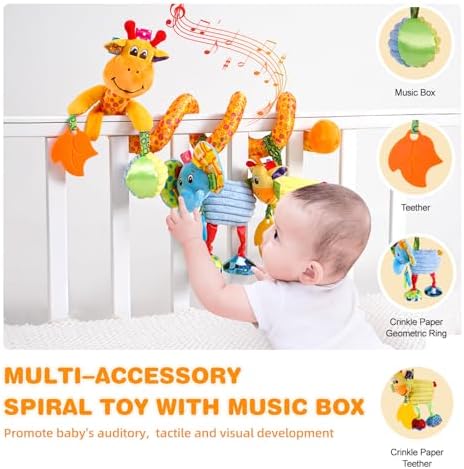 Jollybaby Giraffe Plush Carseat Toy for Infant 0-12 Months
