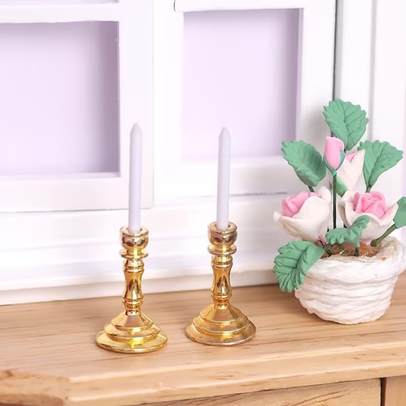 WLngtv 2Pcs Gold Miniature Candle Holder