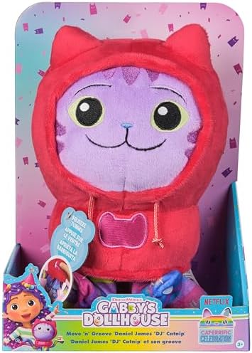 Gabbys Dollhouse DJ Catnip Plush Toy 10-Inch Move Groove Stuffed Animal