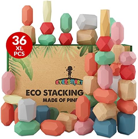 EVERSMART Wooden Stacking Blocks for Kids 1-6 Years