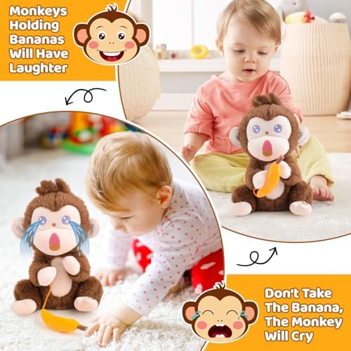 Emoin Interactive Monkey Plush Toy with Banana
