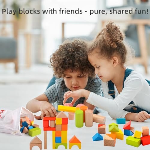 ZONXIE 80pcs Wooden Stacking Blocks for Toddlers 1