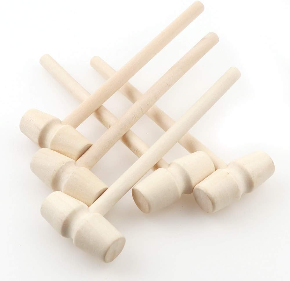 12Pcs Mini Wooden Hammer Toy for Kids and DIY