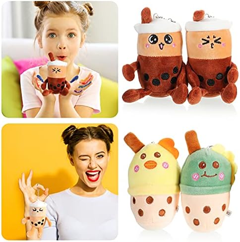 Skylety 8 Pieces 5 Inch Milk Tea Plush Toys Keychain