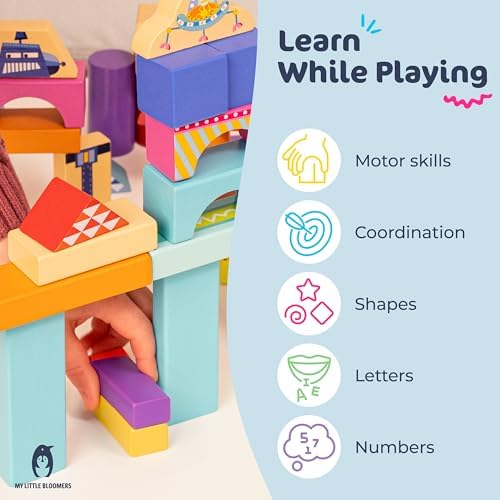 106 Piece Wooden Blocks Set for Kids