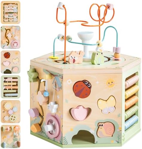 ROBUD Wooden Activity Cube 13-in-1 Montessori Toy for Toddlers