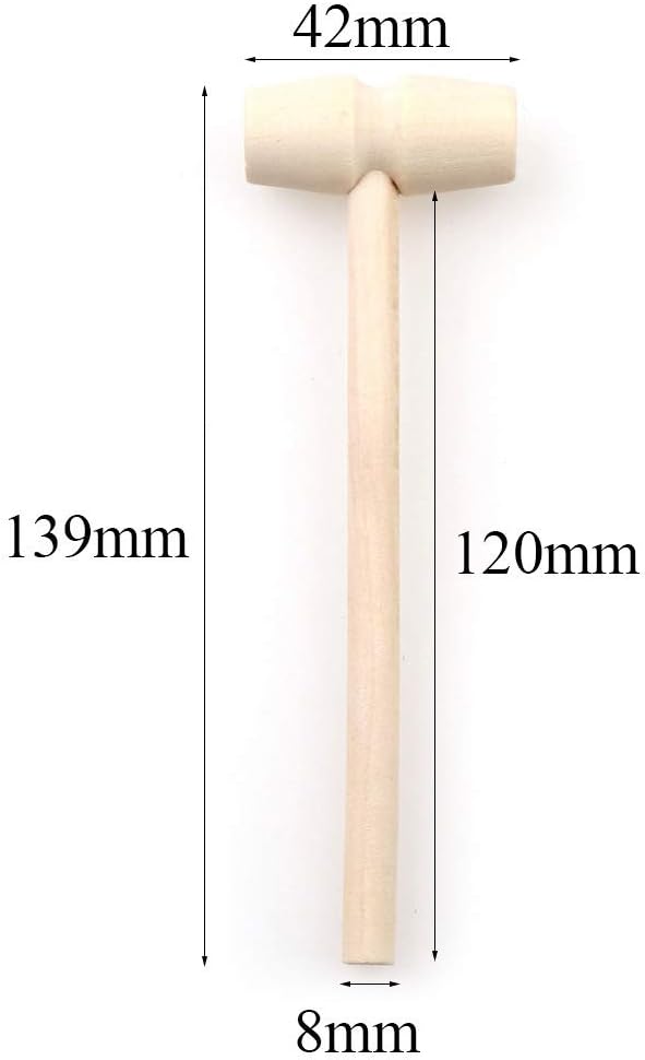 12Pcs Mini Wooden Hammer Toy for Kids and DIY