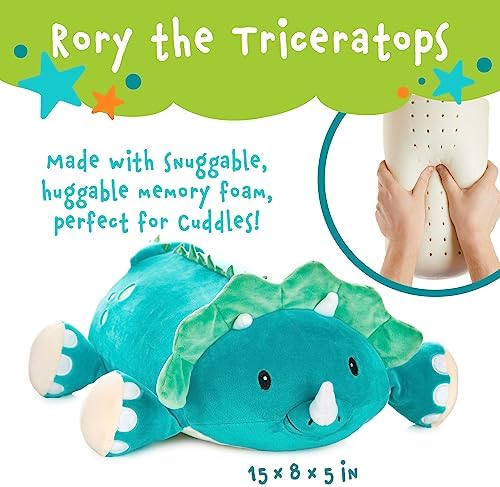 Cuddly Memory Foam Pillow Plush with Belly Pocket - Rory The Triceratops