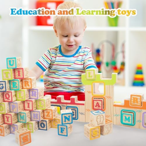 GIRAVO Wooden Blocks for Toddlers 2-3 Learning Set
