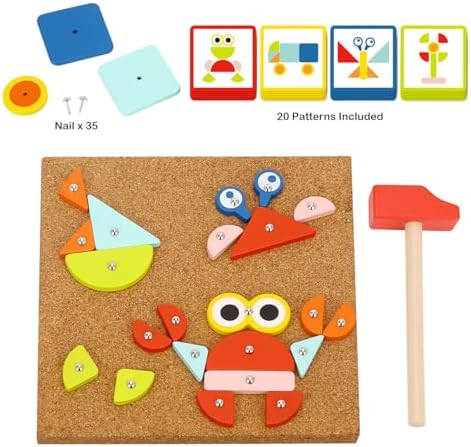 TOOKYLAND Fine Motor Toys Hammer and Nails Game for Kids