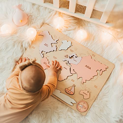 Montessori Wooden World Map Puzzle for Kids
