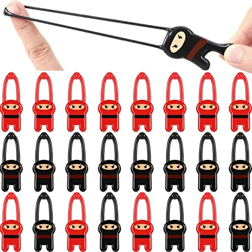 Skylety 24 Pack Stretchy Flying Ninja Toys Red Black