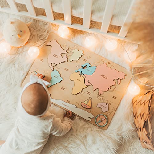 Montessori Wooden World Map Puzzle for Kids