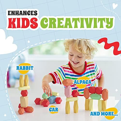 EVERSMART Wooden Stacking Blocks for Kids 1-6 Years