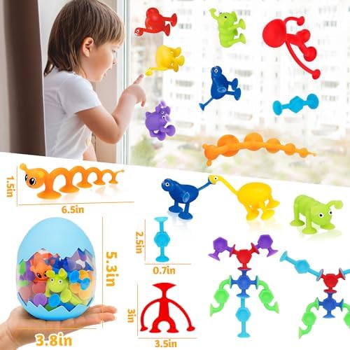 32 PCS Suction Cup Bath Toys for Kids 2 Years