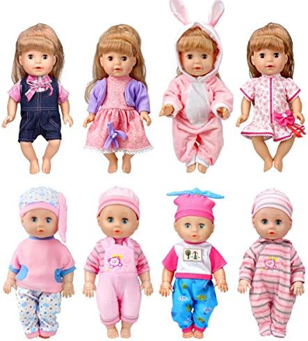 WONDOLL 8-Sets Baby Doll Clothes for 12 Inch Dolls