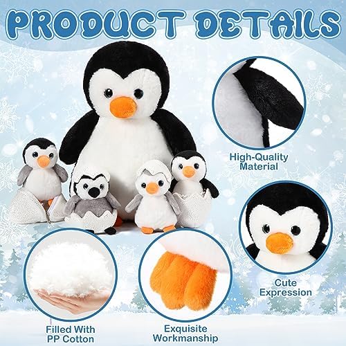 Aoriher 7 Pcs Penguin Plush Set with Mommy and Babies 1