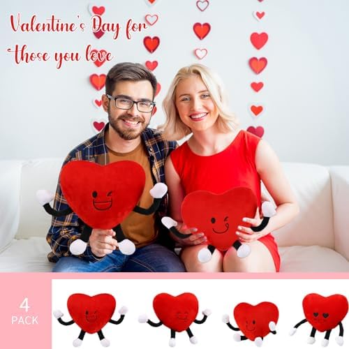 Syhood 4 Pcs Heart Plush Toys for Valentines Day Gifts