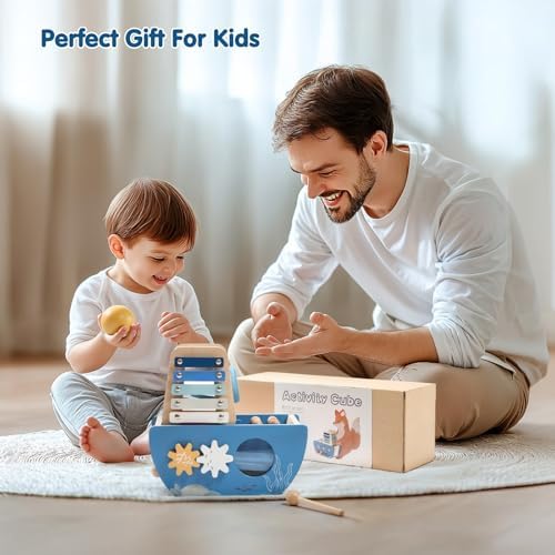 Promise Babe 5-in-1 Wooden Activity Cube - Ocean Theme