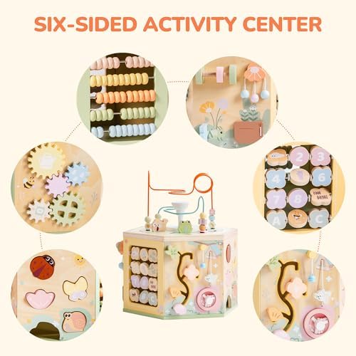 ROBUD Wooden Activity Cube 13-in-1 Montessori Toy for Toddlers