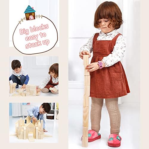 Onshine Large Wooden Blocks for Toddlers 1-3 64 Pieces