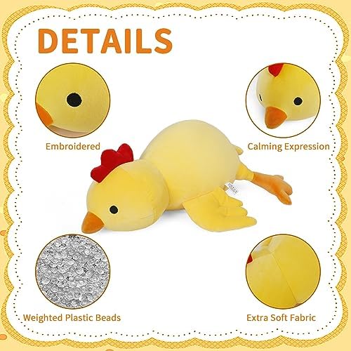 FLORVIV Weighted Chicken Plush Toy 24 42lb Yellow