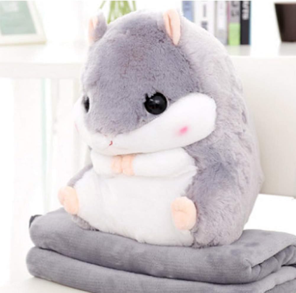 YunNasi Plush Hamster Pillow with Blanket 197 Inches Grey