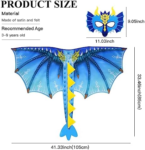 DQZ Dinosaur Wings Costume for Kids 4Yrs Birthday Party