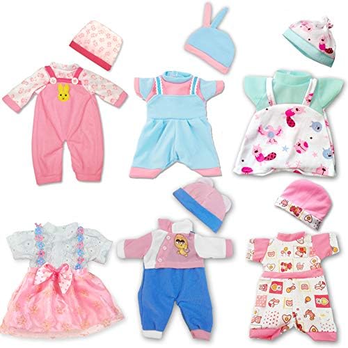 ARTST 12 Inch Baby Doll Clothes 6 Sets with 5 Hats