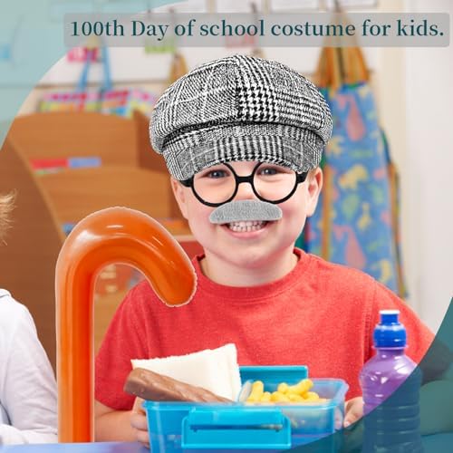4 PCS 100th Day Old Man Costume Set for Kids