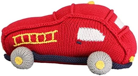 ZUBELS Baby Fire Truck Plush Doll Toy 6-Inch Hand-Knit