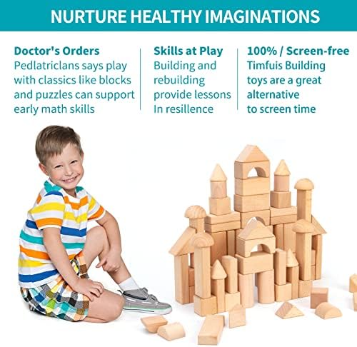 Timfuis 80 PCS Wooden Stacking Blocks Set