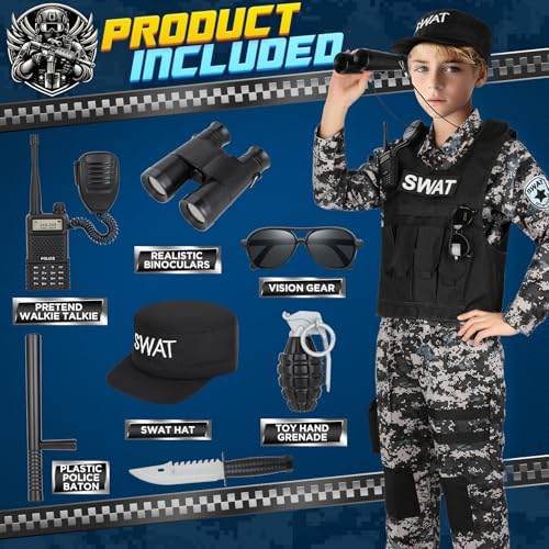 Luucio Kids SWAT Police Officer Costume Set