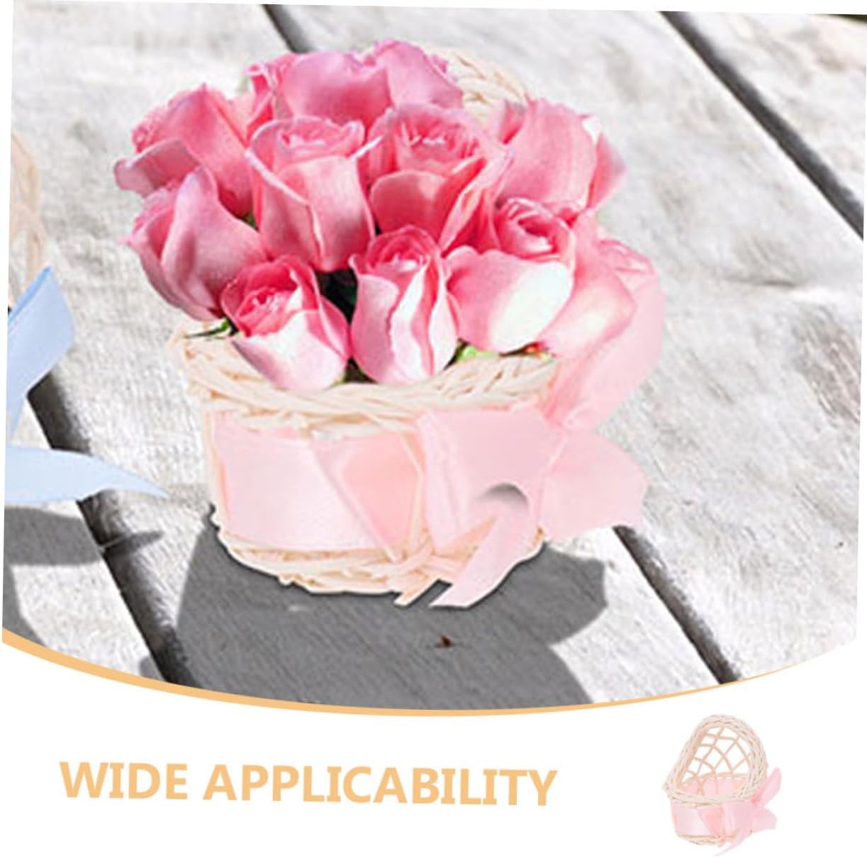 LIOOBO Mini Wicker Flower Basket for Dollhouse Decor