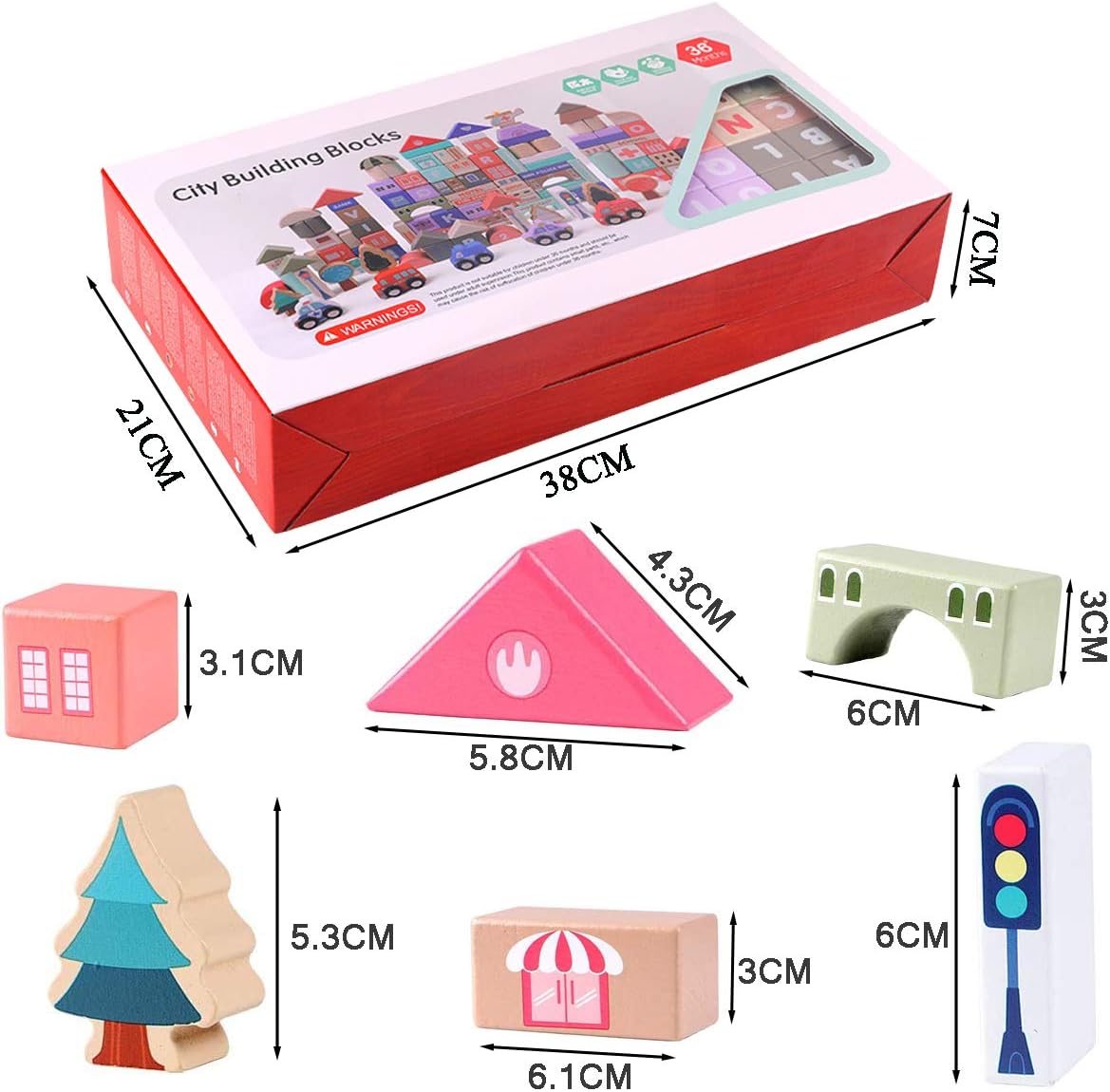 CICITOYWO Wooden Blocks Set for Toddlers