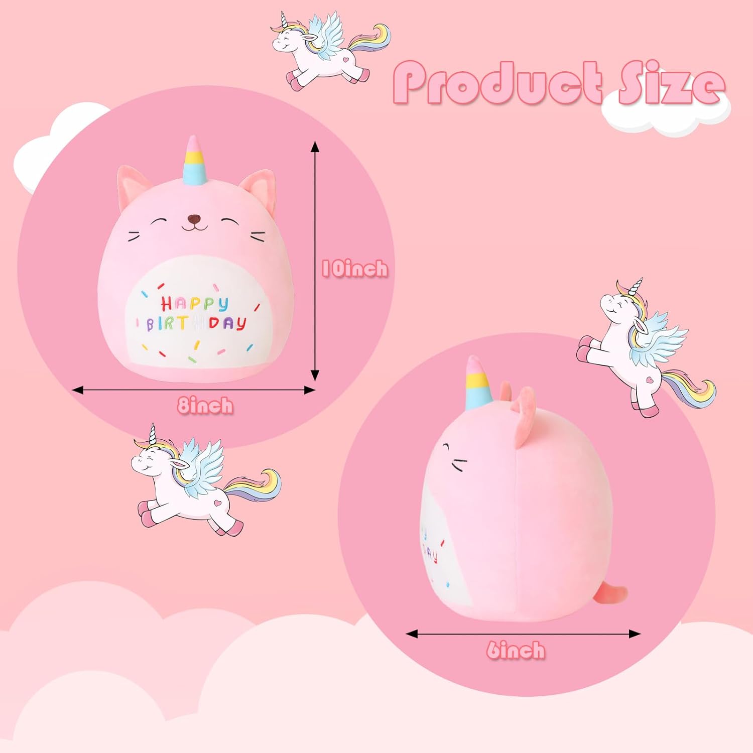 SQEQE 10 Inch Pink Unicorn Cat Plush Toy