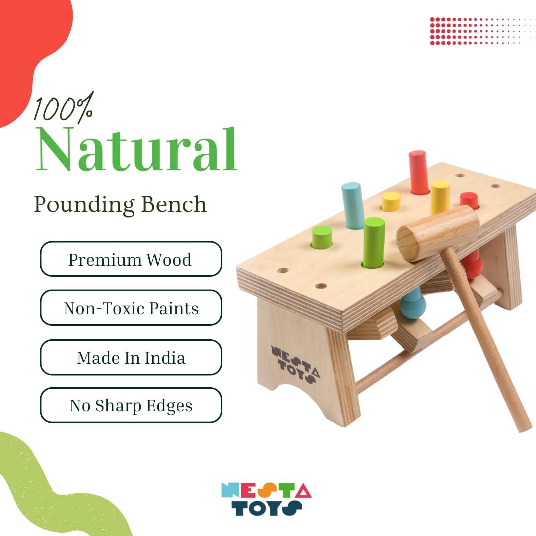 Nesta Toys Pounding Bench with Hammer for Kids